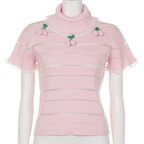 Swankiss Cherry Ribbed Knit Top