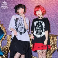 LISTEN FLAVOR Black Cat Mirror Ringed Sleeve Lace-Up Hooded Cutsew