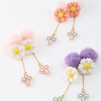 Honey Salon Cross & Daisy Earrings