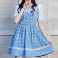 LIZ LISA Polka Dot Large Collar Jumper Skirt