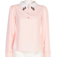 Swankiss Swan Collar Jeweled Blouse