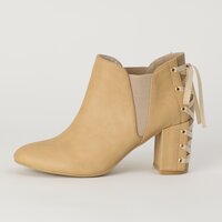 Honey Salon Lace-Up Booties (Camel)