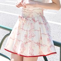 LIZ LISA Rose Ribbon Checkered Sukapan Skirt