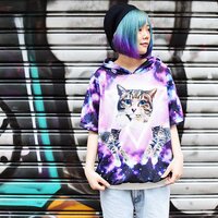 ACDC RAG Galaxy Cat Short Sleeve Hoodie