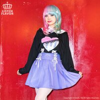 LISTEN FLAVOR Cherry Lace-Up Pleated Skirt