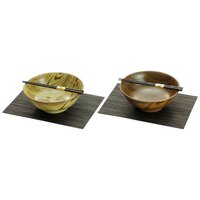 Mino Ware Wood Style Noodle Bowl Set