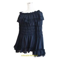 Atelier Pierrot Rose Off-Shoulder Shirred Blouse