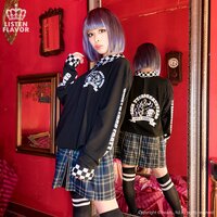 LISTEN FLAVOR Graveyard Party Night Long Sleeve Collared Top