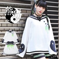 ACDC RAG Panda White x Green Long Sleeve Sailor Top