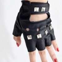 ACDC RAG Studded Black Fingerless Gloves