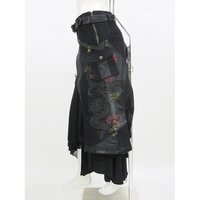 Ozz Conte Samurai 7 Irregular Cut Dragon Print Long Skirt