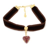 Q-pot. Velvet Ribbon Choker w/ Amour Rouge Chocolate Charm