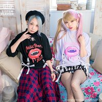 LISTEN FLAVOR Hollow Cross Lip Lace-Up High Neck Cutsew