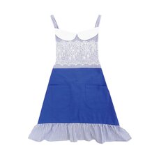 pink trick Lace Overlay Striped & Solid Color Apron