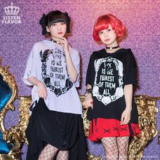LISTEN FLAVOR Black Cat Mirror Ringed Sleeve Lace-Up Hooded Cutsew