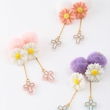 Honey Salon Cross & Daisy Earrings