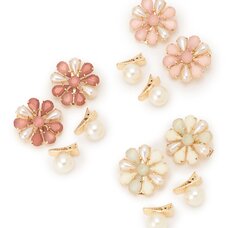 LIZ LISA Pearl & Flower Hair Clips (Set of 4)