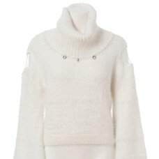 Swankiss Heart Shoulder Puff-Sleeve Knit