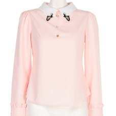 Swankiss Swan Collar Jeweled Blouse