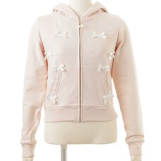 LIZ LISA Embroidery & Ribbons Zip Hoodie