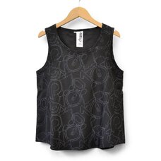 Hatsune Miku Pixel Icon Pattern Black Tank Top