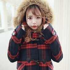 Bobon21 Girly Checkered Duffle Coat