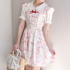 LIZ LISA Rose Ribbon Checkered Jumper Skirt