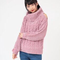 LIZ LISA Loose Turtleneck Open Shoulder Knit Top