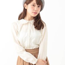 earth music&ecology Flower Laced Ruffle Collar Blouse