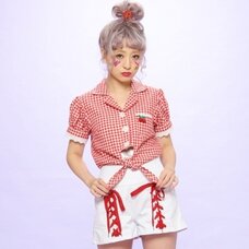 Swankiss Cherry Motif Gingham Blouse