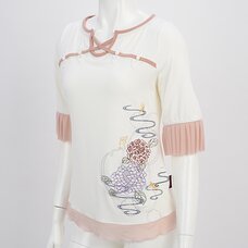 Ozz Oneste Hydrangea & Gold Fish Embroidered Pleated Sleeve Cutsew