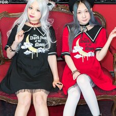 LISTEN FLAVOR Crecent Moon Bat Sailor Flared Dress