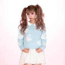 Swankiss Swan Pattern Jacquard Sweater