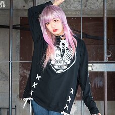 LISTEN FLAVOR Pray for Love Lace-Up Hooded Cutsew
