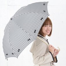 pink trick Gingham Check & Ribbon Umbrella (Rain/UV Protective)
