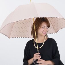pink trick Polka Dot Scalloped Umbrella (Rain/UV Protective)