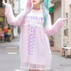 LISTEN FLAVOR Secret Veil Tulle Ribbon Cutsew Dress