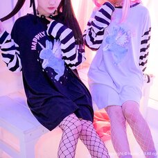LISTEN FLAVOR Unicorn Rabbit Striped Sleeve Dress