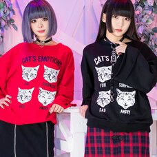 LISTEN FLAVOR Cat's Emotions Bell Sleeve Sweatshirt