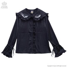 LISTEN FLAVOR Everlasting Ribbon Detail Ruffled Long Sleeve Shirt
