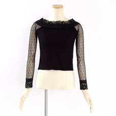 Swankiss Polka Dot Lace Sleeve Top