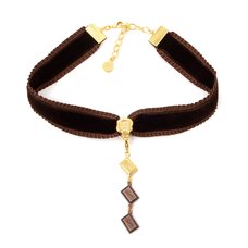 Q-pot. Velvet Ribbon Choker w/ 3-Piece Chocolate Charm Set