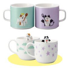 Concombre Angel & Devil Cat Ceramic Mug Pair Set