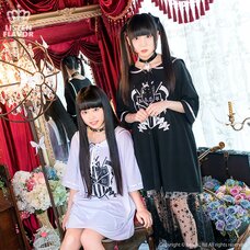 LISTEN FLAVOR Sinister Black Cat Lace-Up Sailor Dress
