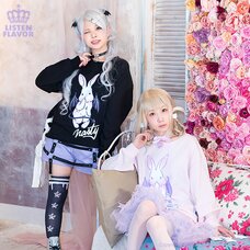 LISTEN FLAVOR Evil Bunny Lace-Up Ribbon Sweatshirt
