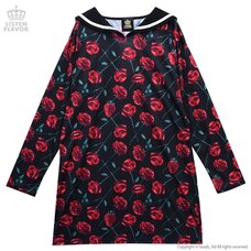LISTEN FLAVOR Strawberries & Roses Sailor Collar Dress