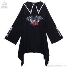 LISTEN FLAVOR Roses & Black Cat Sailor Collar Dress