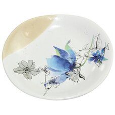 Hana Yura Aquilegia Mino Ware Elliptical Small Plate