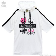 LISTEN FLAVOR Live Your Life! Emoji Short Sleeve Pullover Hoodie