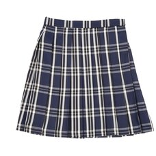 Teens Ever Deep Blue x White High School Uniform Skirt